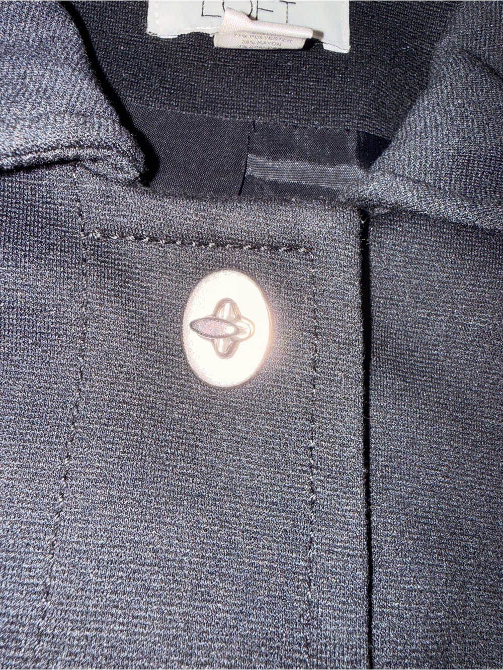 LOFT Black Knit Suit, Rounded-Collar Button-Front Blazer and Flat Front Pants - Picture 6 of 16